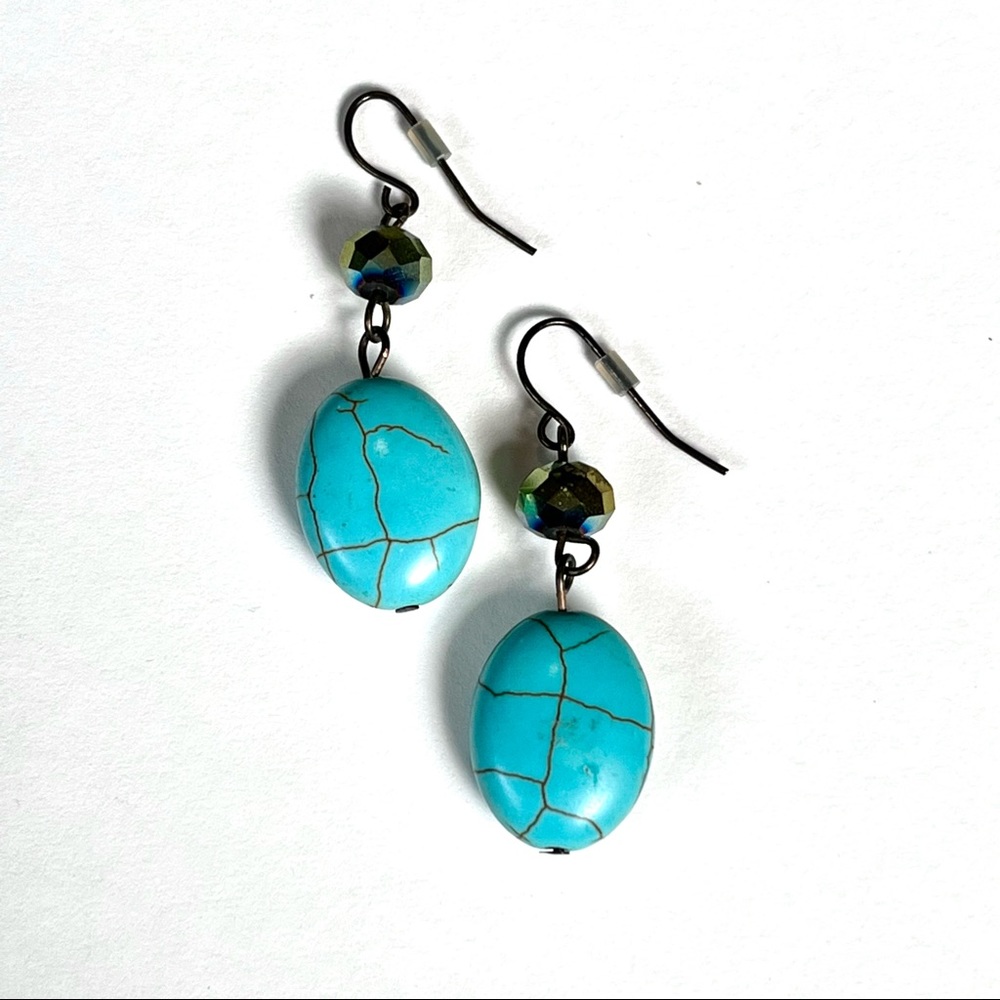 Vintage Turquoise Crystal Earrings